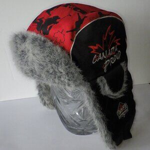 Choko Trapper Hat Canada Proud Hockey Ear Flaps Winter One Size Adults Black Red